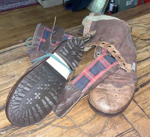 a handmade japanese boot that needed a bitta work haha its not often you see such a wide sole but narrow heel